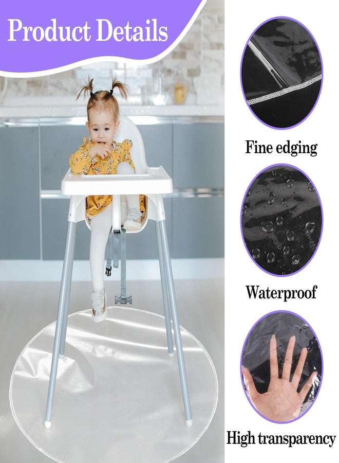 Klmnop 54" High Chair Mat for Floor, 2-Pack Round Splat Mat, Plastic Waterproof Floor Protector for Food Spills, Clear Reusable Splash Mat for Kitchen(Clear) - Image 3